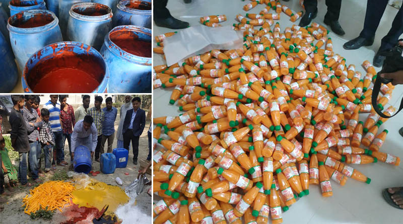 স্যাকারিন আর কাপড়ের রং দিয়ে ম্যাংগো জুস